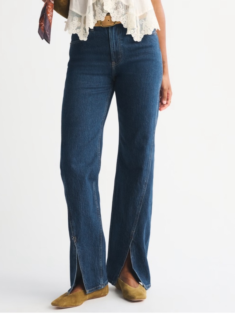Abercrombie & Fitch Dark Wash High Rise 90s Relaxed Split-Vent Hem Jean 29